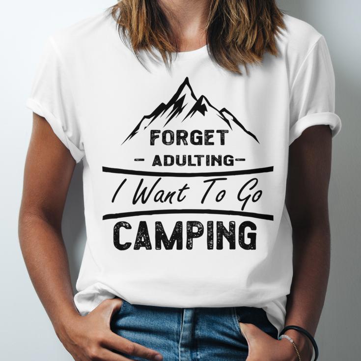 Forget Adulting I Want To Go Camping V2 Unisex Jersey Short Sleeve Crewneck Tshirt