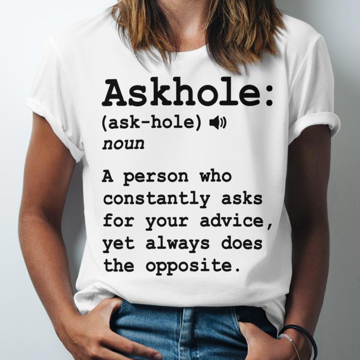 Funny Askhole Definition Dictionary Word Gag Sarcastic V3 Unisex Jersey Short Sleeve Crewneck Tshirt