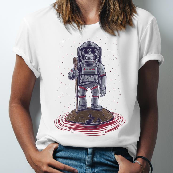 Funny Astronaut Monkey V3 Unisex Jersey Short Sleeve Crewneck Tshirt