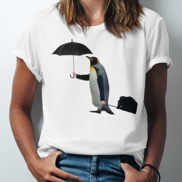 Funny Business Penguin Birds With Human Hands Unisex Jersey Short Sleeve Crewneck Tshirt