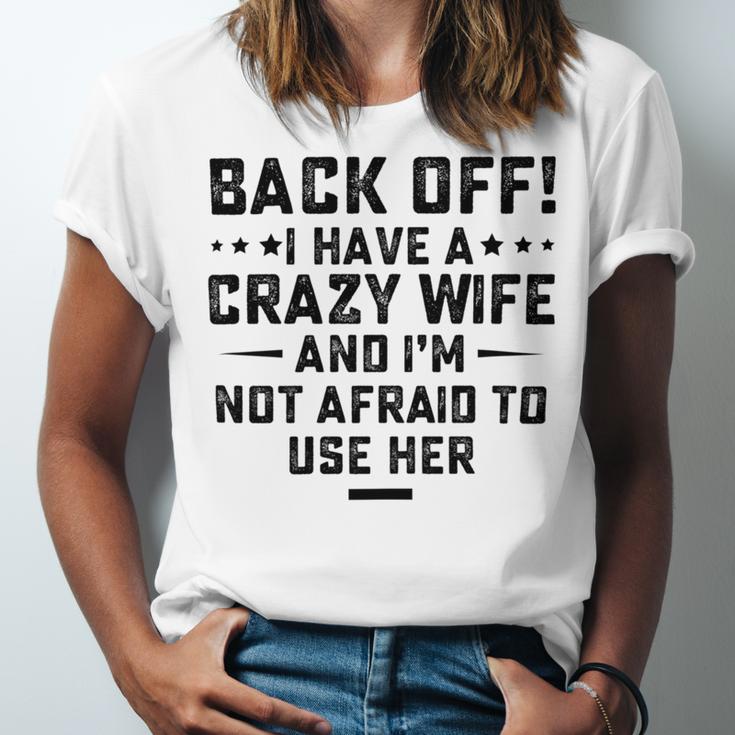 Funny Husband Gifts From Wife Crazy Wife Marriage Humor Unisex Jersey Short Sleeve Crewneck Tshirt