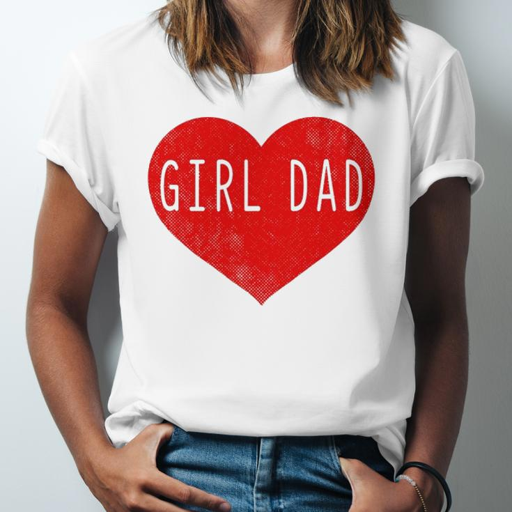 Girl Dad Heart Fathers Day Vintage Retro Jersey T-Shirt