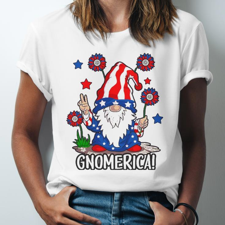Gnomes 4Th Of July Gnomerica Girls American Flag Jersey T-Shirt