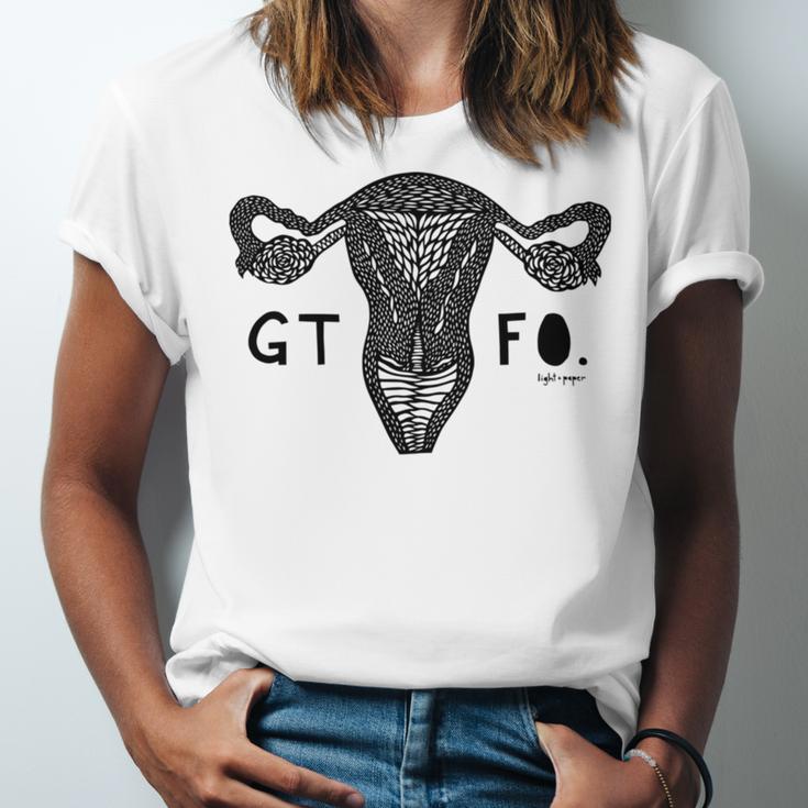 Gtfo Uterus Black Print Perfect Gift Unisex Jersey Short Sleeve Crewneck Tshirt