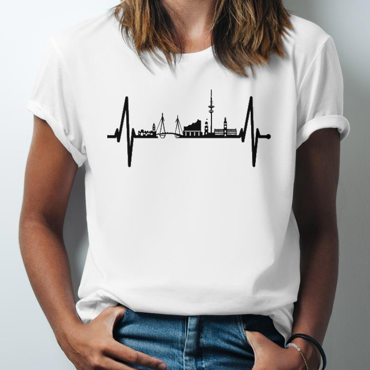 Hamburg Skyline Heartbeat Germany Lover I Love Hamburg Jersey T-Shirt