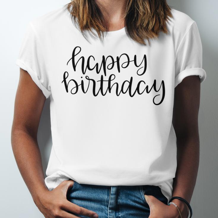 Happy Birthday Text Design Unisex Jersey Short Sleeve Crewneck Tshirt