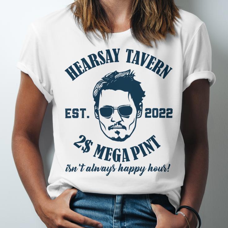 Hearsay Tavern Est 2022 Mega Pint Isnt Always Happy Hour Unisex Jersey Short Sleeve Crewneck Tshirt