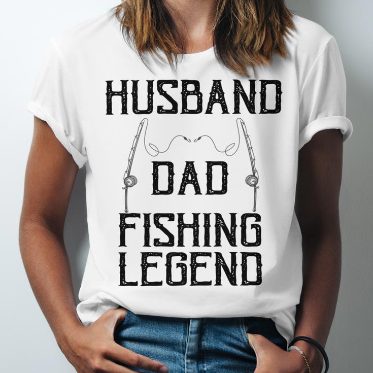 Husband Dad Fishing Legend Funny Fathers Day Father Fishermen Fishing Lovers Fishing V2 Unisex Jersey Short Sleeve Crewneck Tshirt