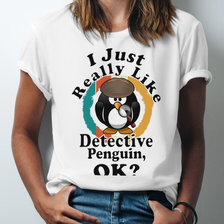 I Really Like Detective Penguin Ok Unisex Jersey Short Sleeve Crewneck Tshirt