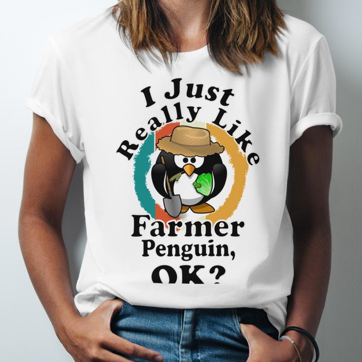 I Really Like Farmer Penguin Ok Unisex Jersey Short Sleeve Crewneck Tshirt