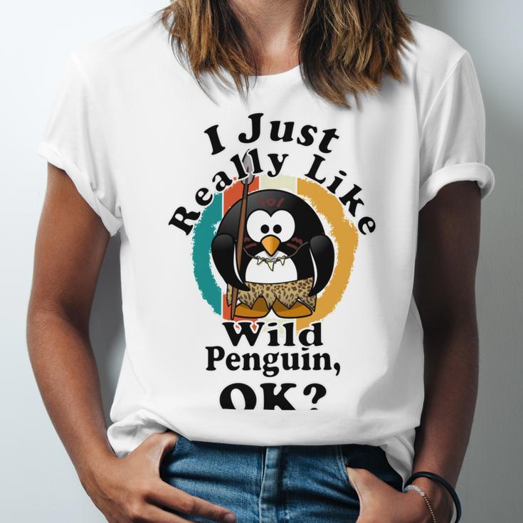 I Really Like Wild Penguin Ok Unisex Jersey Short Sleeve Crewneck Tshirt