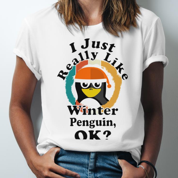 I Really Like Winter Penguin Ok Unisex Jersey Short Sleeve Crewneck Tshirt