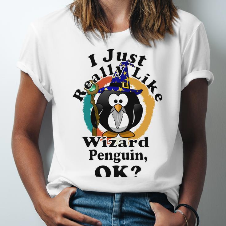 I Really Like Wizard Penguin Ok Unisex Jersey Short Sleeve Crewneck Tshirt