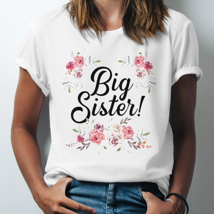 Kids Cute Big Sister Floral Toddler Girl Jersey T-Shirt