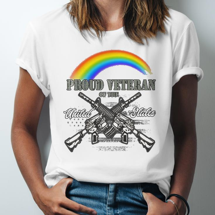 Lgbtq July 4Th American Flag Rainbow Proud Veteran Jersey T-Shirt