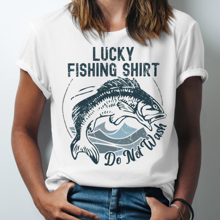 Lucky Fishing Shirt Do Not Wash Fisherman Dad Blue Unisex Jersey Short Sleeve Crewneck Tshirt