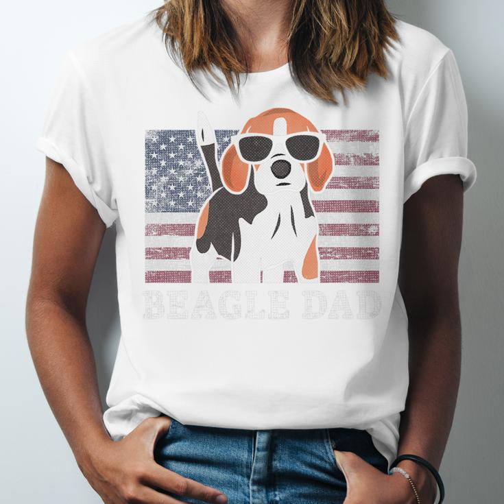 Mens Beagle Dad American Flag 4Th Of July Patriotic Beagle Design Unisex Jersey Short Sleeve Crewneck Tshirt