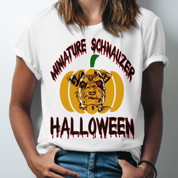 Miniature Schnauzer Halloween On All Hallows Night Unisex Jersey Short Sleeve Crewneck Tshirt