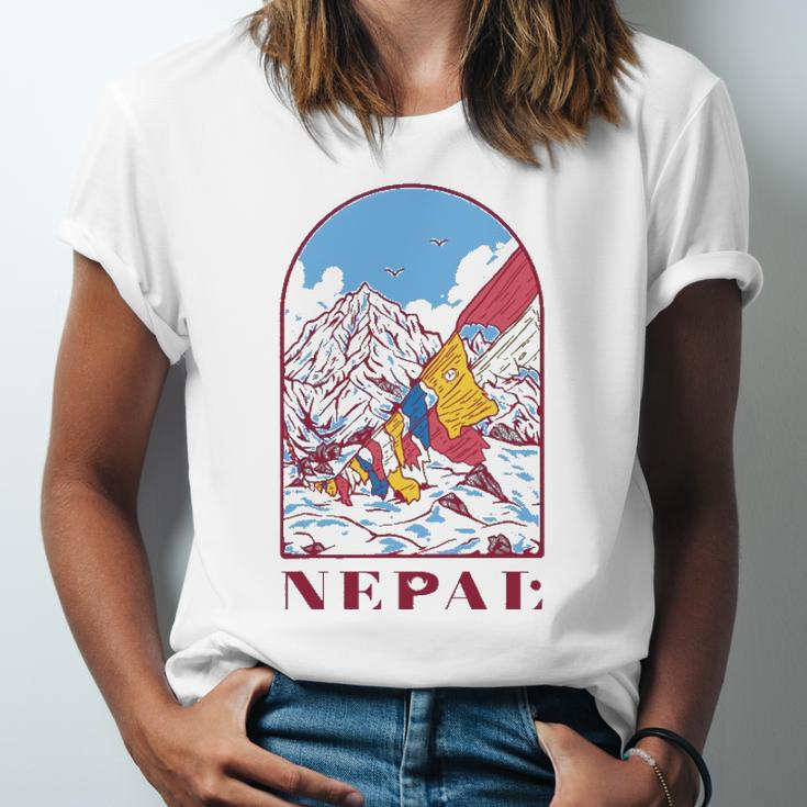 Nepal Himalayan Mountain Prayer Flags Jersey T-Shirt