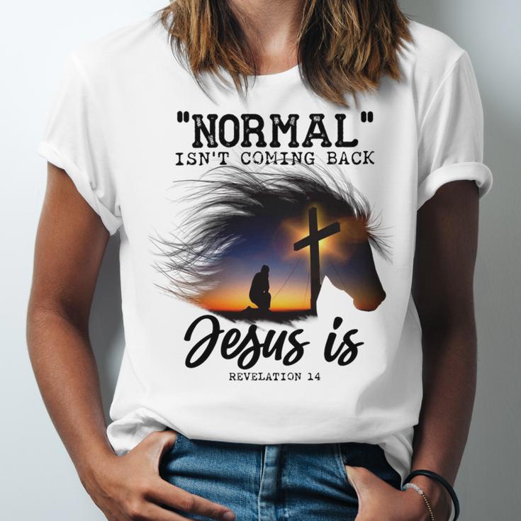 Normal Isnt Coming Back Jesus Is Revelation For Horse Lovers Unisex Jersey Short Sleeve Crewneck Tshirt