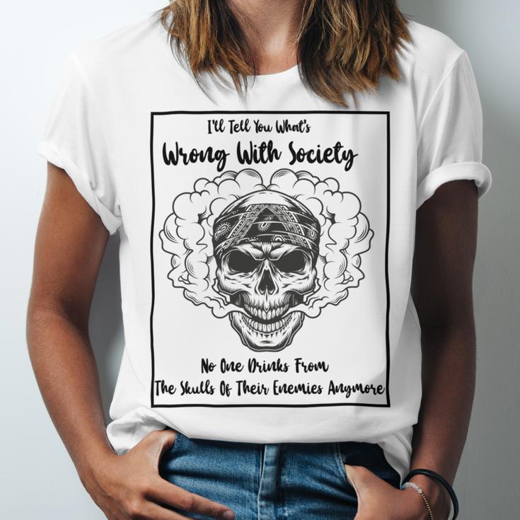 Official Wrong Society Drink From The Skull Of Your Enemies Unisex Jersey Short Sleeve Crewneck Tshirt