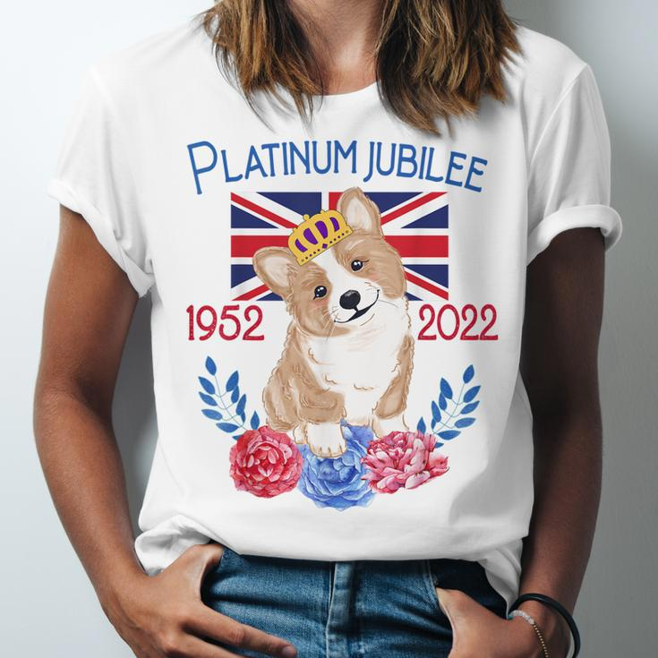 Queens Platinum Jubilee 2022 British Monarch Queen Corgi Jersey T-Shirt