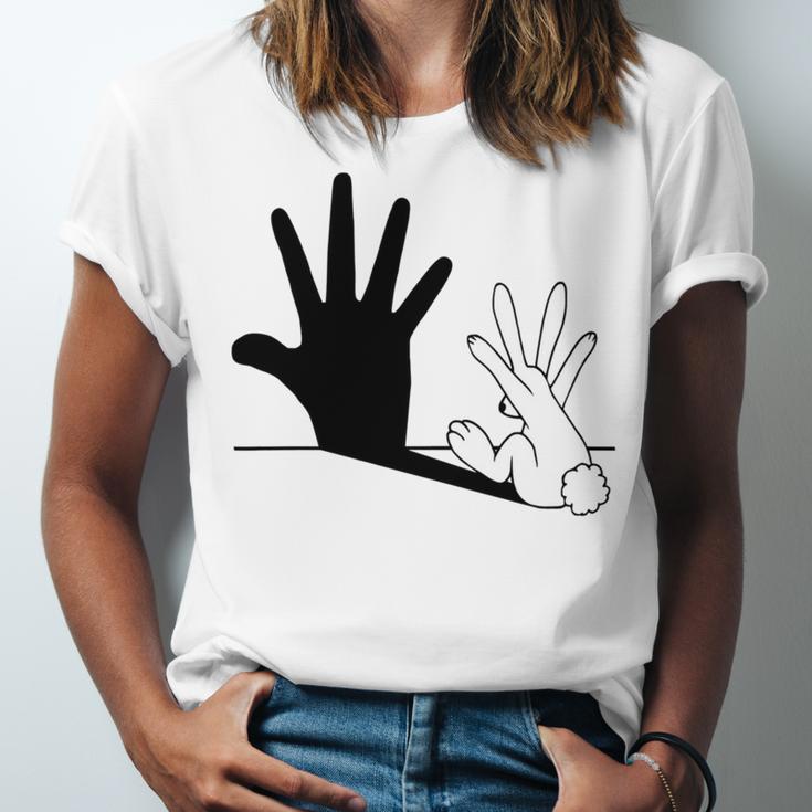 Rabbit Hand Shadow Unisex Jersey Short Sleeve Crewneck Tshirt