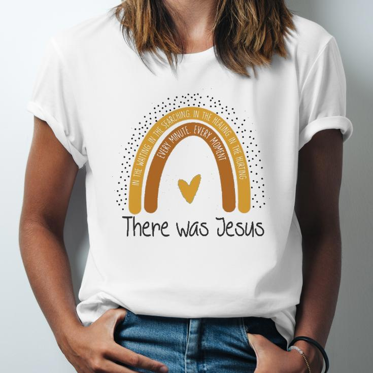There Was Jesus Polka Dot Boho Rainbow Christian Easter Day Jersey T-Shirt