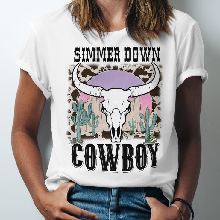 Simmer Down Cowboy Western Style Gift Unisex Jersey Short Sleeve Crewneck Tshirt