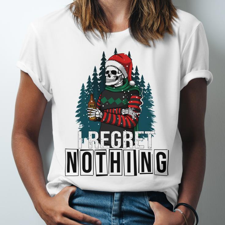 Skeleton Santa I Regret Nothing Christmas Unisex Jersey Short Sleeve Crewneck Tshirt