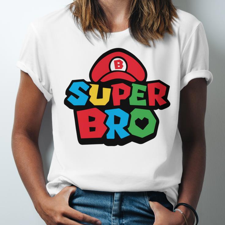 Super Bro Funny Brother Video Gaming Lover Gift Birthday Holiday By Mesa Cute Unisex Jersey Short Sleeve Crewneck Tshirt