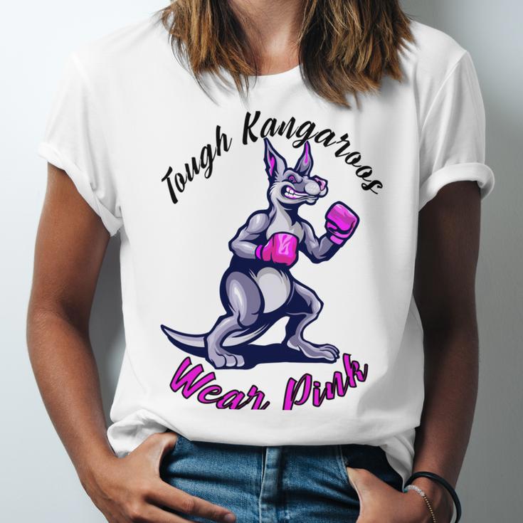 Tough Kangaroos Wear Pink In Support Of Breast Cancer Awareness Unisex Jersey Short Sleeve Crewneck Tshirt