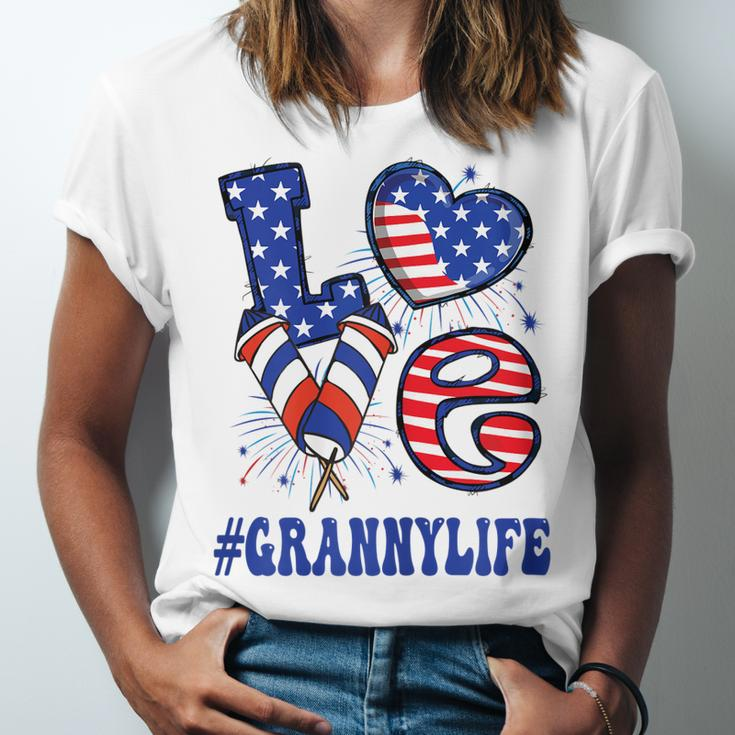 Womens Granny Love Usa Flag Grandma 4Th Of July Family Matching Unisex Jersey Short Sleeve Crewneck Tshirt
