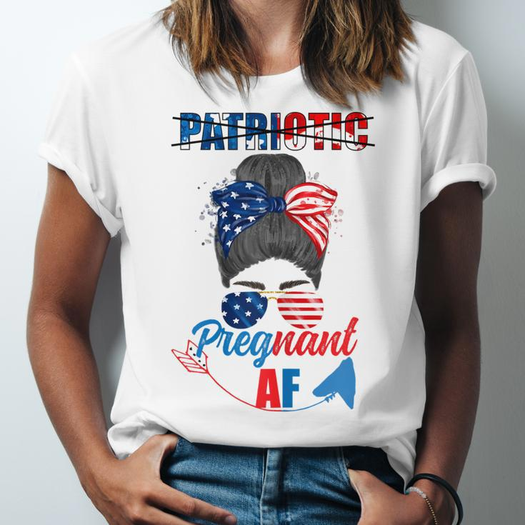 Womens Patriotic Pregnant Af Baby Reveal 4Th Of July Pregnancy V2 Unisex Jersey Short Sleeve Crewneck Tshirt