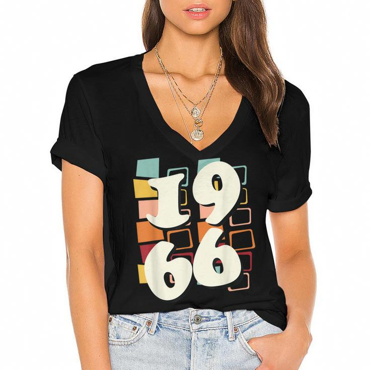 1966 Birthday 60S 1960S Sixties Hippy Retro Style Fun  V2 Women's Jersey Short Sleeve Deep V-Neck Tshirt