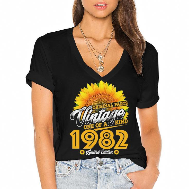 1982 Birthday Woman Gift   1982 One Of A Kind Limited Edition Women's Jersey Short Sleeve Deep V-Neck Tshirt