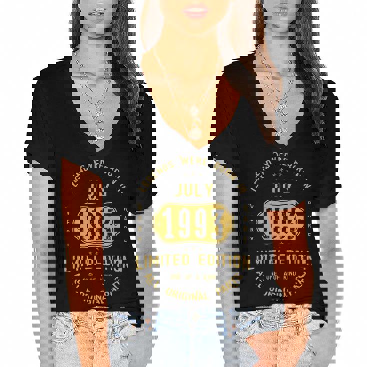 1993 July Birthday Gift   1993 July Limited Edition Women's Jersey Short Sleeve Deep V-Neck Tshirt