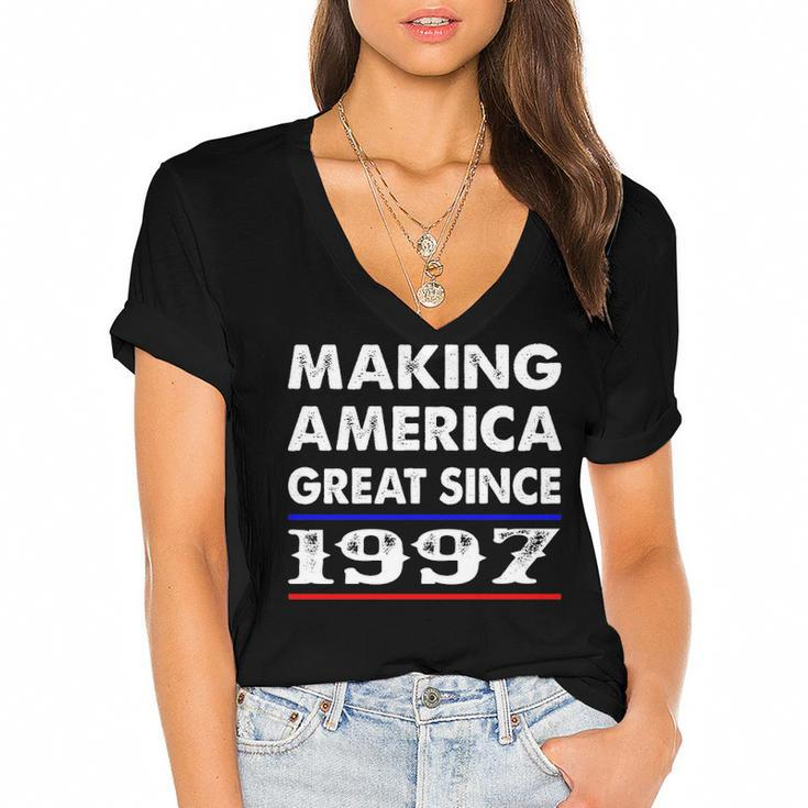 1997 Birthday   Making America Great Since 1997 Women's Jersey Short Sleeve Deep V-Neck Tshirt
