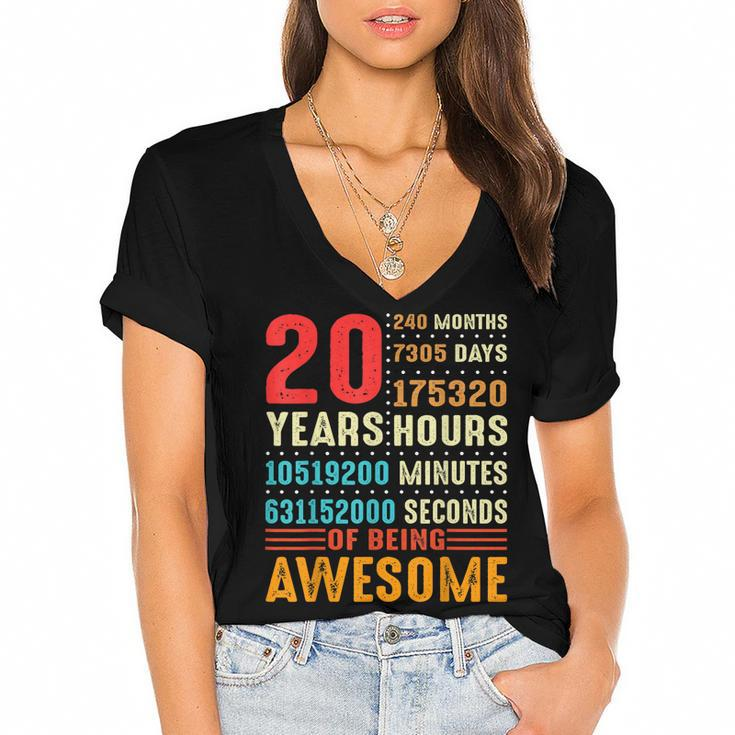 20 Years Old 20Th Birthday Vintage 240 Months For Boy Girl  Women's Jersey Short Sleeve Deep V-Neck Tshirt