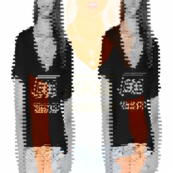 30 Years Old 30Th Birthday Give Idea Square Root Of 900 Vintage Birthday Women's Jersey Short Sleeve Deep V-Neck Tshirt