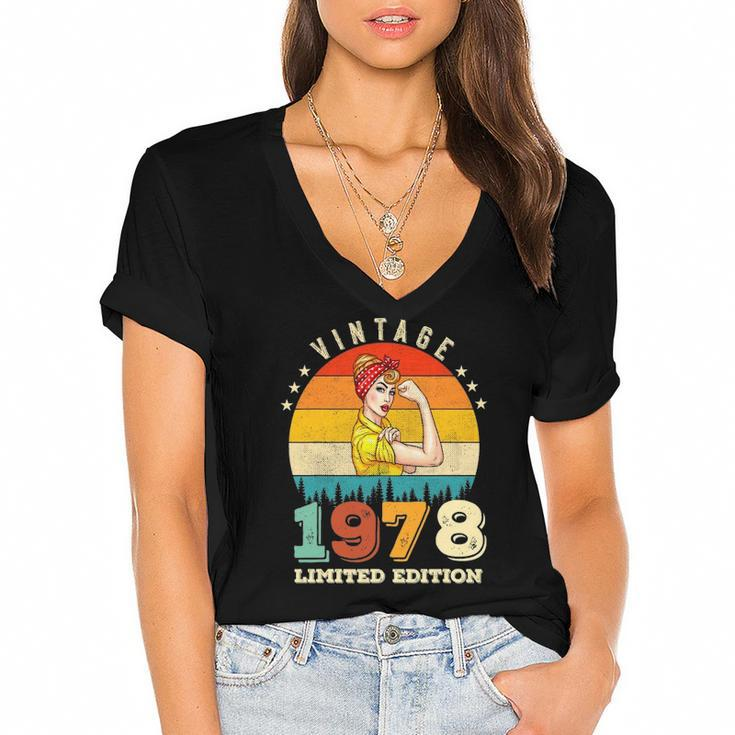 44Th Birthday 1978 Limited Edition Vintage 44 Years Old Women Women's Jersey Short Sleeve Deep V-Neck Tshirt