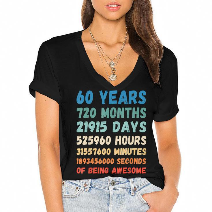 60Th Birthday 60 Years Of Being Awesome Wedding Anniversary  Women's Jersey Short Sleeve Deep V-Neck Tshirt