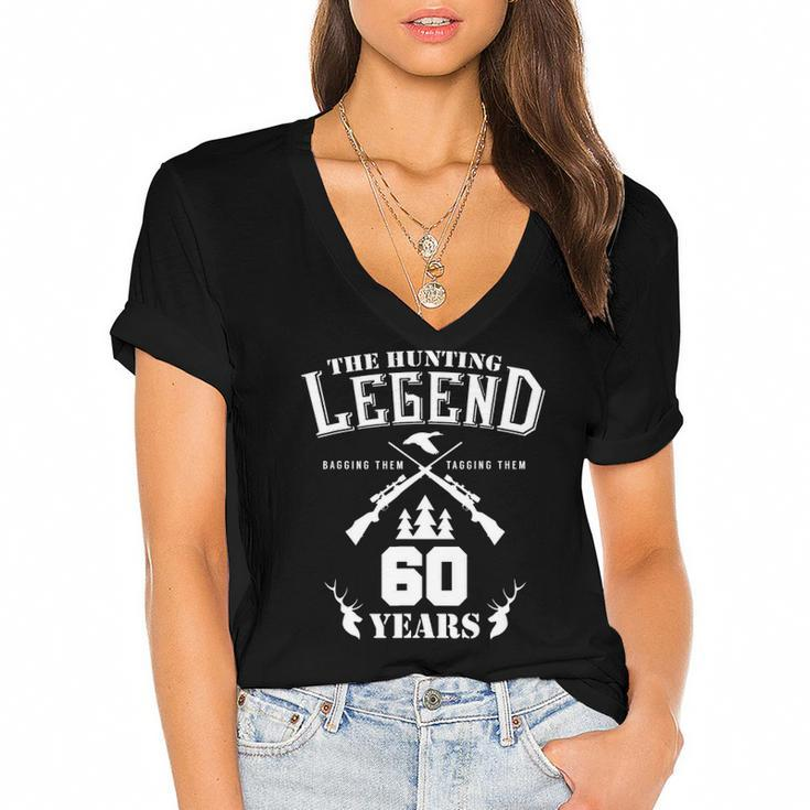 60Th Birthday Present For Hunters Women's Jersey Short Sleeve Deep V-Neck Tshirt