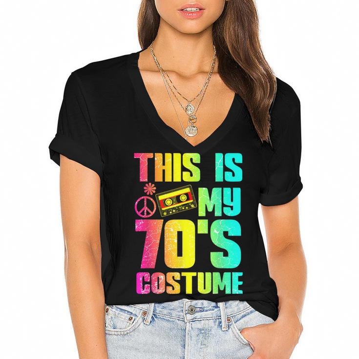 70S Halloween Costume 1970S Seventies Music Dancing Disco  V2 Women's Jersey Short Sleeve Deep V-Neck Tshirt