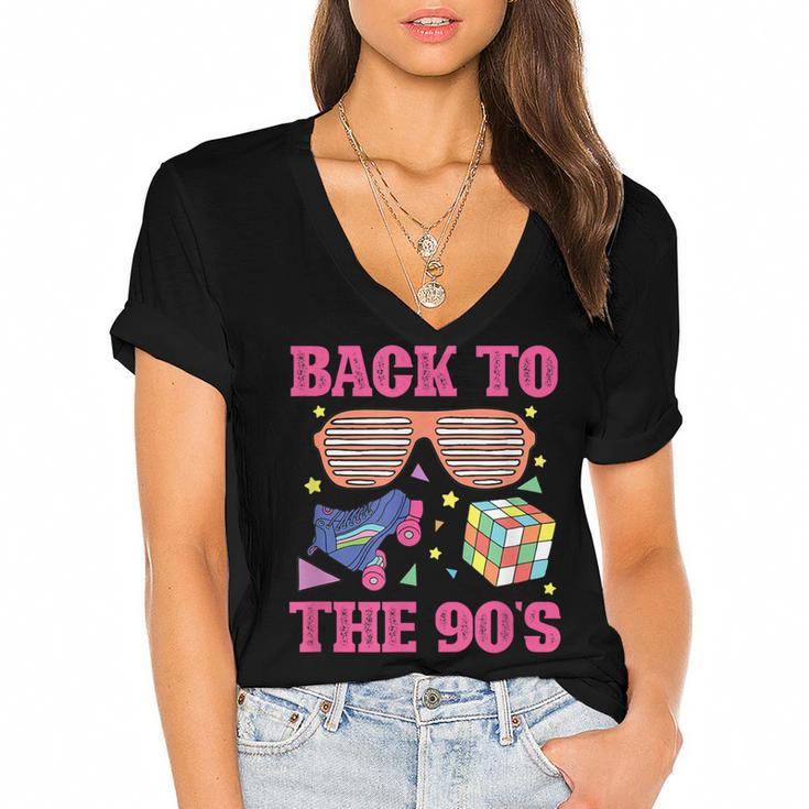 90S Nineties I Love The 1990S Back To The 90S  Women's Jersey Short Sleeve Deep V-Neck Tshirt
