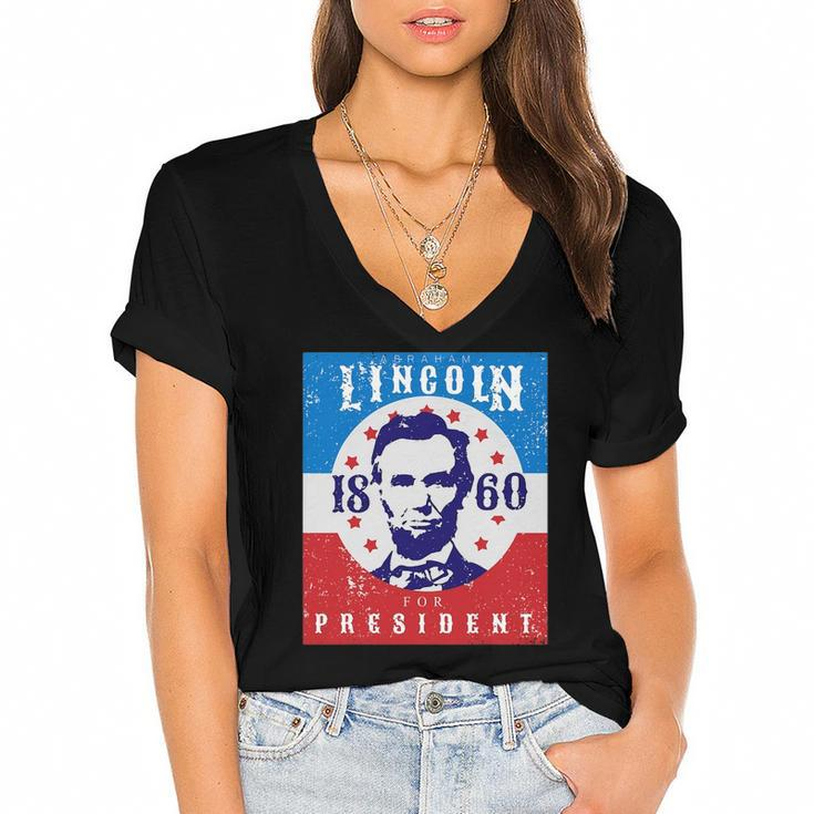 Abraham Lincoln 4Th Of July Usa For President 1860 Gift Women's Jersey Short Sleeve Deep V-Neck Tshirt