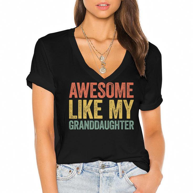Awesome Like My Granddaughter  Parents Day    V2 Women's Jersey Short Sleeve Deep V-Neck Tshirt
