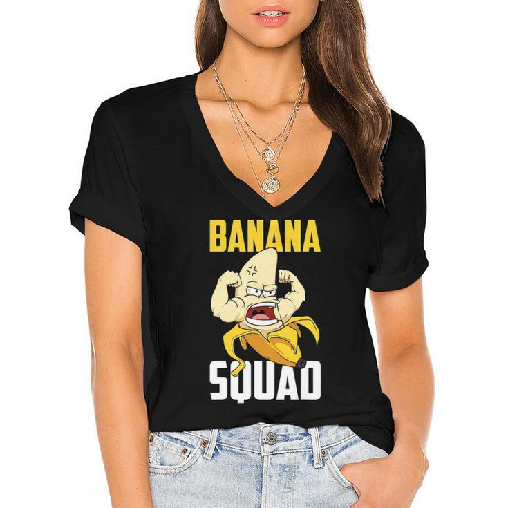 Banana Squad Funny Bananas Fruit Costume Team Women's Jersey Short Sleeve Deep V-Neck Tshirt