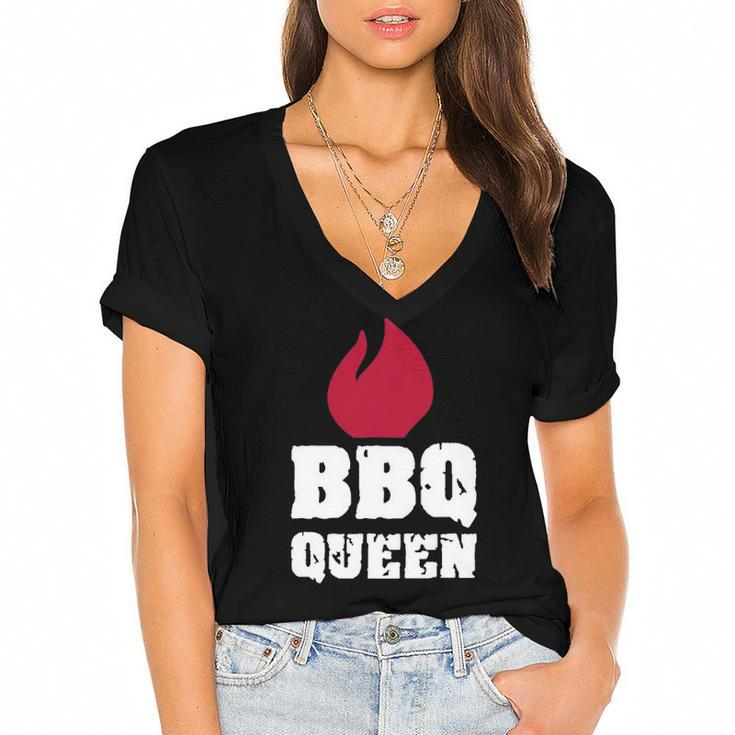 Bbq Queen Vintage Bbq Lover Women's Jersey Short Sleeve Deep V-Neck Tshirt