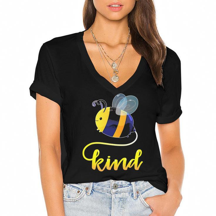 Bee Kind Be Kind Gifts For Women Men Kids Teachers Women's Jersey Short Sleeve Deep V-Neck Tshirt